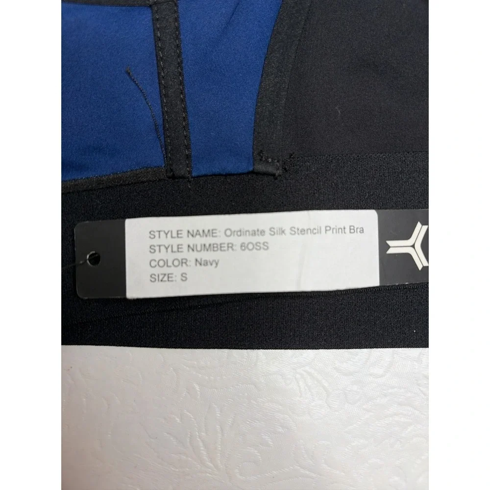 Ultracor‎ Ordinate Silk Stencil Print Bra Navy Blue Cross Back Sports Bra 6OSS S